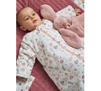 Baby sleeping bag with detachable long sleeves, ENCHANTED RABBIT printed white