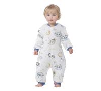 Baby Sleeping Bag with Legs 100% Cotton Wearable Blanket with Feet Detachable Long Sleeves Baby Sleep Bag Zipper & Button Unisex Sleeping Sack 12-24 Months (Magic Cloud S)