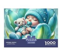 Baby Sleeping Flower 1000 Pc Puzzle Game for Men Women - Baby Leaf Cradle The Whole Family Activity Educational Game Challenge52x38cm/1000pcs