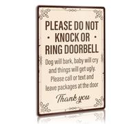 Baby Sleeping Metal Wall Sign for Home Front Door, Do Not Knock or Ring Doorbell Sign Dog Will Bark Baby Will Cry and Things Will Get Ugly 30x40cm