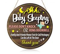 Baby Sleeping Sign Decor, Baby Sleeping Sign for Front Door, Baby Sleep No Solicitation Do Not Knock Sign, Do Not Ring the Doorbell, Do Not Knock Sign Is Suitable for Use When the Baby Is Asleep