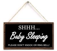 Baby Sleeping Sign for Front Door Decorations Hanging - Do Not Knock or Ring Doorbell - No Soliciting Please Don't Disturb,Decorative Wood Sign,Home Decor (US-G013)