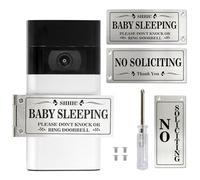 Baby Sleeping Sign for Front Door, Do Not Knock or Ring Doorbell Door Decorations, (Silver)