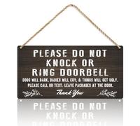 Baby sleeping sign for front door - Please do not knock or ring the bell, it upsets the dog, which upsets the baby, which upsets mom - No soliciting sign for house