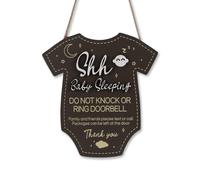 Baby Sleeping Sign for Front Door, Shhh Baby Sleeping No Soliciting Do Not Knock Sign No Ring Doorbell Plaque for Front Door