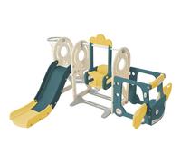 Baby Slide and Swing Set Freestanding Slide Toddler Climber Swing Set Infant Playground Play Set Indoor Outdoor Long Slide Baby Playground Activity Center Kid Play Equipment (Bus-Green)