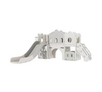 Baby Slide and Swing Set Toddler Climber Swing Set Freestanding Slide Baby Playground Activity Center Infant Playground Play Set Indoor Outdoor Long Slide Kid Play Equipment (Aisle Grey White)