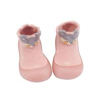 Baby Slip On Shoes Size 3 Wide Fit Floor Socks Cartoon Pattern Flat Shoes Cute First Walking Shoe Toddlers Crib Shoe Non Slip Soft Sole Sock with Rubber Sole Barefoot Sock for Boys Girls Pink
