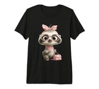 Baby Sloth Kawaii Jungle Pink Leopard Glasses Portrait Look Premium T-Shirt