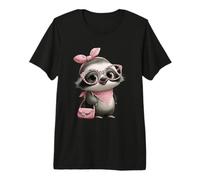 Baby Sloth Kawaii Jungle Pink Leopard Glasses Portrait Look Premium T-Shirt