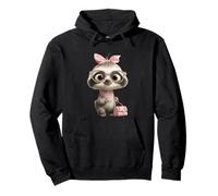 Baby Sloth Kawaii Jungle Pink Leopard Glasses Portrait Look Pullover Hoodie