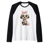 Baby Sloth Kawaii Jungle Pink Leopard Glasses Portrait Look Raglan Baseball Tee
