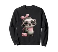 Baby Sloth Kawaii Jungle Pink Leopard Glasses Portrait Look Sweatshirt