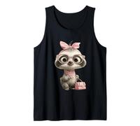 Baby Sloth Kawaii Jungle Pink Leopard Glasses Portrait Look Tank Top