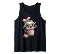 Baby Sloth Kawaii Jungle Pink Leopard Glasses Portrait Look Tank Top
