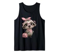 Baby Sloth Kawaii Pink Leopard Square Glasses Portrait Bow Tank Top