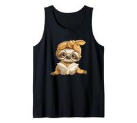 Baby Sloth Open Book Reading Animal Lover Graphic Portrait Tank Top