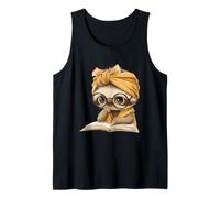 Baby Sloth Open Book Reading Animal Lover Graphic Portrait Tank Top