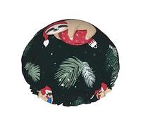 Baby Sloths Sleeping On The Christmas Ball Pattern Shower Cap & Bath Cap For Women,Reversible Oversized Waterproof Shower Caps Large Designed For All Hair Lengths,Elastic Reusable Bathing Hair Cap