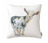 Baby Smile Cow Watercolor Throw Pillow Pillowcase Cotton Linen Farm Cute Animal Pillow Cover 18 X 18 Inches