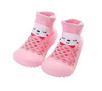 Baby Sock Shoes 12-18 Months Toddlers Breathable Thin Socks Summer Cutout Floor Socks Kids Soft Sole Shoes Cartoon Pattern Crawling Shoe Non Slip Sock with Rubber Sole 1-4 Years Pink
