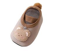 Baby Sock Shoes 6-12 Months Cartoon Pattern First Walking Shoes Toddlers Crawling Shoe Breathable Crib Shoe Kids Floor Socks for Boys Girls Comfortable Anti-Slip Socks Low-Top Sneakers Brown