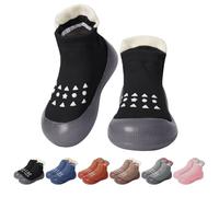 Baby Sock Shoes Infant First Walking Shoes Non Slip Rubber Sole Sneakers Outdoor Shoes for Toddlers Baby Boys Girls (Black,9-12 Months,20/21)