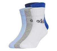 adidas Unisex Kids Linear Kids Ankle Socks 5Pp, Dark Blue/Royal Blue/Glow Blue/Medium Grey Heather, 4-5 Years