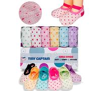 Baby Socks For Toddler Girls With Non Skid, Best Gift For 1-3 Year Old Girl, Anti Slip Grip Sock From Tiny Captain (Pink, Blue, Green, Yellow, Purple, White)