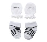 Baby Socks & Mittens Gift Set, Mama & Papa Baby Cotton Thin Socks and Anti-Scratch Newborn Mittens 0-3 Months Baby Girls Boys Home Sock Infants Sock Gift for Babys Shower Christmas New Year