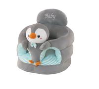 Baby Sofa Seat with Cute Cartoon Design, Sit Me Up Floor Seat with Elastic Band, Cartoon Back Head Support Sitting Infant Sofa, Toddler Plush Animal Shaped Learning Sitting Up Chair (Penguin)