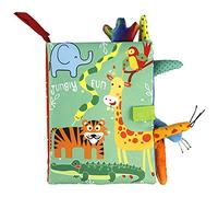 Baby Soft Cloth Book, Soft Fabric Sensory Book with 3D Animal Tails Sensory Toys for Early Education Intelligence Development Baby Toys for Newborn Infants Toddlers, Jungle