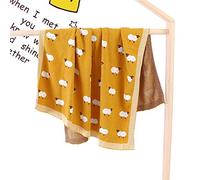 Baby Soft Knit Lovely Cotton Blanket for Boys and Girls, Odot Toddler Warm Swaddle Sleeping Square Throw Blankets Knitted Unisex Patterns Pram Cot Bed Textured Sleep Blanket (Yellow,100 x 80 cm)