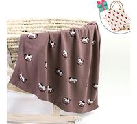 Baby Soft Knit Pure Cotton Blanket for Boys and Girls, Odot Toddler Warm Swaddle Square Throw Blankets Knitted Unisex Patterns Pram Cot Bed Textured Lovely Sleep Blanket (Brown,100 x 80 cm)