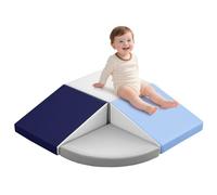 Baby Soft Play Set: 4 Pcs PU Leather Softplay Kids Soft Play Blocks - Soft Play Equipment for Toddlers - Indoor Playground Climb and Crawl Toys Blue for Home