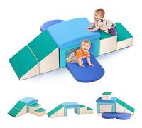 Baby Soft Play Set, Climb and Crawl Foam Equipment for Toddlers, Kids Activity Toy, Multi-colored Indoor Play for Baby Preschooler (Blue-6-piece Set)