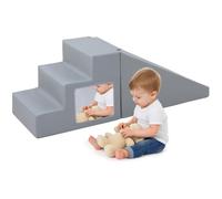 Baby Soft Play Set Indoor: 2PCS PU Leather Toddlers Soft Play Equipment with Baby-safe Mirror for Climbing and Crawling - Kids Foam Blocks Boys Grils Gym Activity Toys for Motor Development