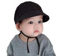 Baby Soft Wide Brim Sun Hat with Chin Strap 6-36 Months Baby Girls Boys UV Protection Summer Cool Hats Infant Toddler Adjustable Cotton Baseball Cap Black