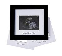 Baby Sonogram Photo Frame - 1st Ultrasound Picture Frame - Idea Gift for Expecting Parents,Baby Shower, Gender Reveal Party,Baby Nursery Decor (Silver Text, Black)