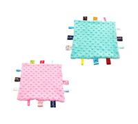 Baby Soothing Towel 2pcs 25x25cm Short Plush Sponge Green | Lightweight, Easy to Carry, Easy to Wash, Suitable for Babies and Dad-to-be Random Color