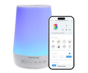 Baby Sound Machine, Momcozy White Noise Machine for Baby Sleeping with Night Light, Toddler Sleep Trainer with 34 Soothing Sounds, Timer, App Remote Control, Personal Sleep Routine(White)