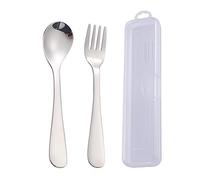 Baby Spoon & Fork Set with Storage Case Stainless Steel Kids Cutlery Solid Food Feeder Toddler Learn to Eat Utensils Set Infant Feeding Spoons Feeding Spoons for Babies