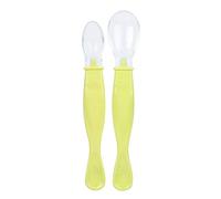 Baby Spoons, 2pcs Food Grade Silicone Baby Training Spoon Feeding Size Combination Spoon with Soft Tips for Newborn Baby