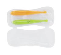 Baby Spoons, 2PCS/Set Silicone Baby Spoons Soft Tip Spoons for Babies Over 4 Months Old with Box (Yellow+Green)