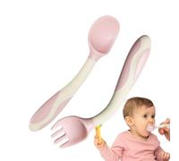 Baby Spoons and Forks,Bendable Feeding Spoon Forks - Ergonomic Grip Learning Utensils for Feeding, Led Weaning Flatware for Boys Girls