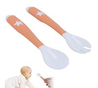 Baby Spoons and Forks, Fork and Spoon for Baby Environmentally Friendly for Baby Over 3 Months for Both Left and Right Hands(Star Fork Spoon Orange Box)