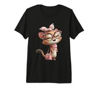 Baby Squirrel Kawaii Character Pink Leopard Glasses Portrait Premium T-Shirt