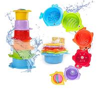 Baby Stacking Cups Plastic Cups Toddler Bath Toys Stack Cup Baby Toy Activity Nesting Cup 6 Set ((Multicolour Cups # 02))