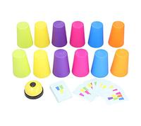 Baby Stacking Cups Toys Set 50 Cards Colorful Stack Cup Game Early Educational Toy for Kids Party Improve Hand Eye Coordination and Logical Reasoning Plastic 6 12 Cups Bell (Double battle cup