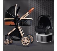 Baby Stroller 3 in 1 Toddler Pushchair Foldable Lightweight Ultra Compact Infant Prams with Fan Mommy Bag Rain Cover Footmuff Blanket Cooling Pad Mosquito Net for 0-3 Years Old B